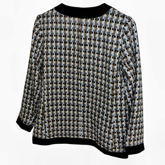 Ann Taylor petite 4 tweed blazer blue white black gold 4P  like new nwot - Picture 4 of 5
